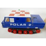 A tin plate battery powered 'Polar 2' tracked snow vehicle (Metoy?) with remains of original box,