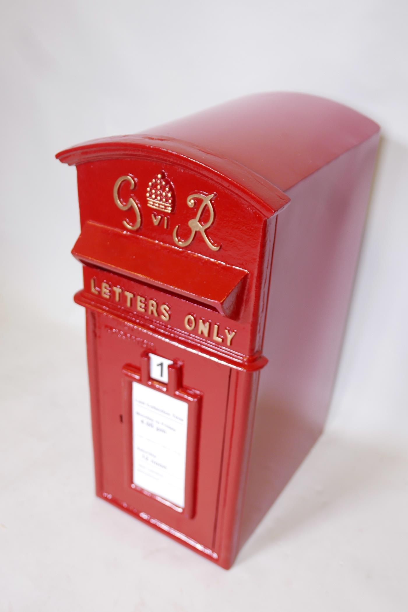 A cast iron and metal postbox with key, 23" x 14½" x 11" - Image 2 of 4