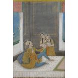 A fine Indian watercolour and body colour painting of a distinguished gentleman attended by two