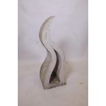 A contemporary carved marble garden ornament, 'The Flame', 32" high