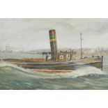 L.R. Stefan(?) (fl. 1980s), tug boat at full steam, signed indistinctly and dated 1980 lower