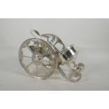 A silver plated cannon bottle coaster, 9½" x 12"