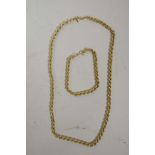 A 9ct gold rope chain with matching bracelet, chain 18", bracelet 7½", total weight 8g