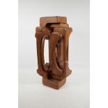 A Brian Wilshire style abstract wood sculpture, 20" x 8"