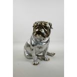 A contemporary silvered composition figure of a bulldog, 11½" high