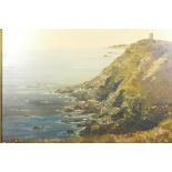 Pamela Dory, a rocky coastal scene, signed on board, signed, 23½" x 17"