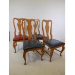 A set of four Queen Anne style oak dining chairs