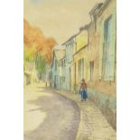 Lucien Veder (Le Garf), French street scene, coloured etching, signed and titled, 9½" x 12"