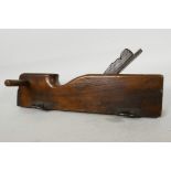 An early adjustable wood plane with two steel blades, 15" long