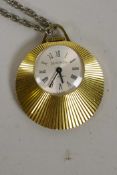 A Sekonda USSR lady's 17 Jewels mechanical pendant watch, gold plated with star burst pattern, on