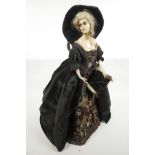 A rare 1920s German Baitz (?) boudoir doll, possibly lamp cover, wax composition half doll with