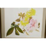 V. Denham, still life of flowers painted in the Chinese manner, signed, 16" x 13", titled verso '