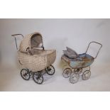 Two vintage toy doll's prams, largest 28" x 30"