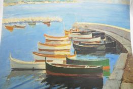 Winston Churchill, limited edition colour print, 'A study of boats', c.1939, 339/750, 24" x 18",