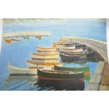 Winston Churchill, limited edition colour print, 'A study of boats', c.1939, 339/750, 24" x 18",