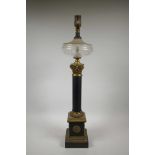 An ormolu Corinthian column side lamp, 27" high