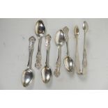 A set of five Scottish silver teaspoons, a pair of sugar tongs hallmarked Glasgow 1860 and maker's