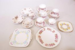 A collection of early to mid C20th porcelain floral part tea services, consisting of 1930s Royal