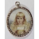 Eleanor Frances Wardlow (British, 1866-1902), a cased portrait miniature of 'A fair haired little