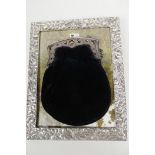 An Eastern silver photo frame marked 900, 72 x 9", together with a C19th velvet evening purse with