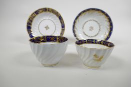 A 1790s Flight Period Worcester porcelain tea bowl and saucer in the Thistle pattern, together