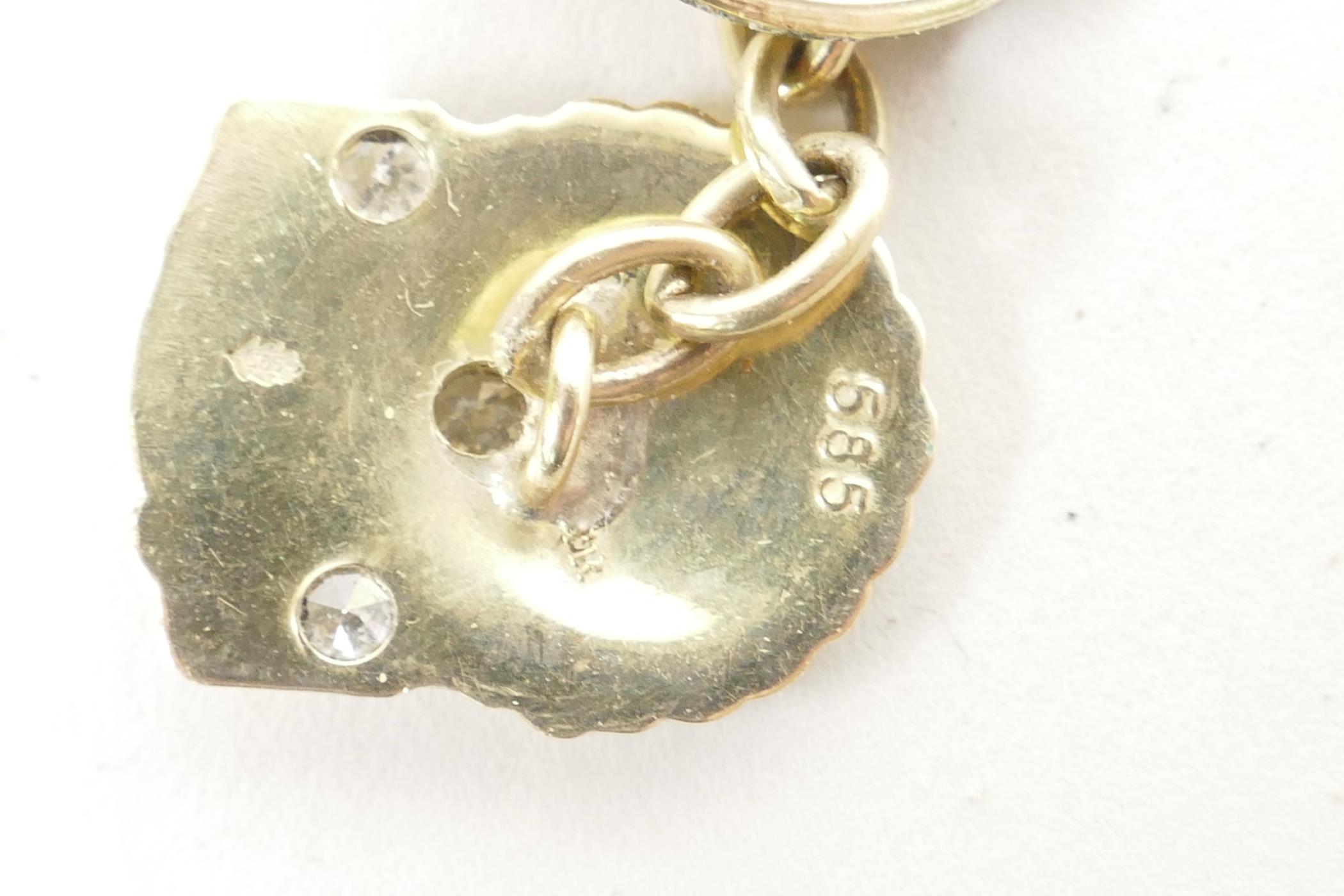 A Shell Oil company 9ct gold stone set shell pendant, on a 9ct gold chain, 3.9g, together with a - Image 6 of 6