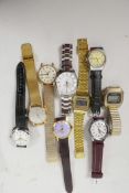 A collection of nine gentlemen's wristwatches including Ted Baker, Camy and digital