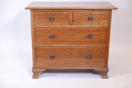 A 1930s mahogany chest of two over two drawers, raised on ogee feet, 38½" x 19½", 33" high