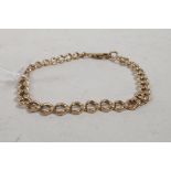 A 9ct rose gold chain bracelet, 12.5g, 7" long