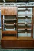 A 1970s G Plan teak Form 5 modular sideboard and shelving unit, 60" x 18"