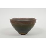 A Chinese Jian kiln pottery rice bowl with hare's fur glaze, 5" diameter