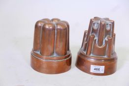 A Victorian Benham and Froud copper jelly mould, no.478, with maker's stamp, 5½" high, and another
