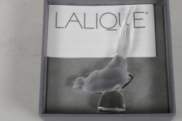 A Lalique frosted and clear glass figurine of a pheasant, 4" high, boxed