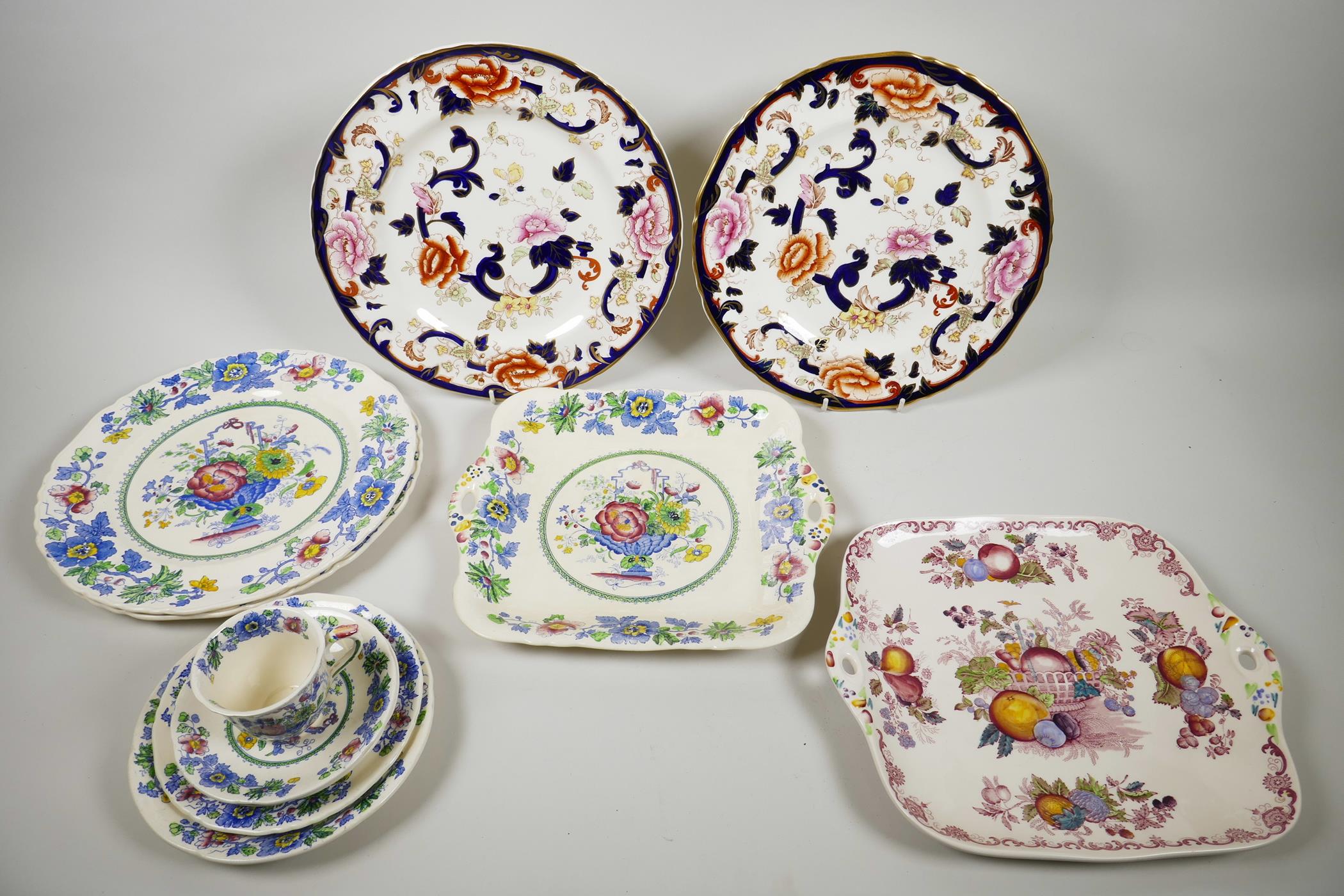 A selection of early C20th Mason's Ironstone china consisiting of two blue 'Mandalay' cabinet