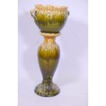 A majolica pedestal and jardiniere, 31" high