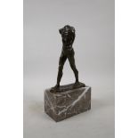 A bronze figural male nude sculpture, 9½" high