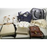 A collection of vintage handbags including David Jones, Tula etc