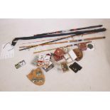 A quantity of fishing rods, reels, lures and hooks