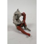 A cold painted bronze figure of Puss in Boots, 3" high