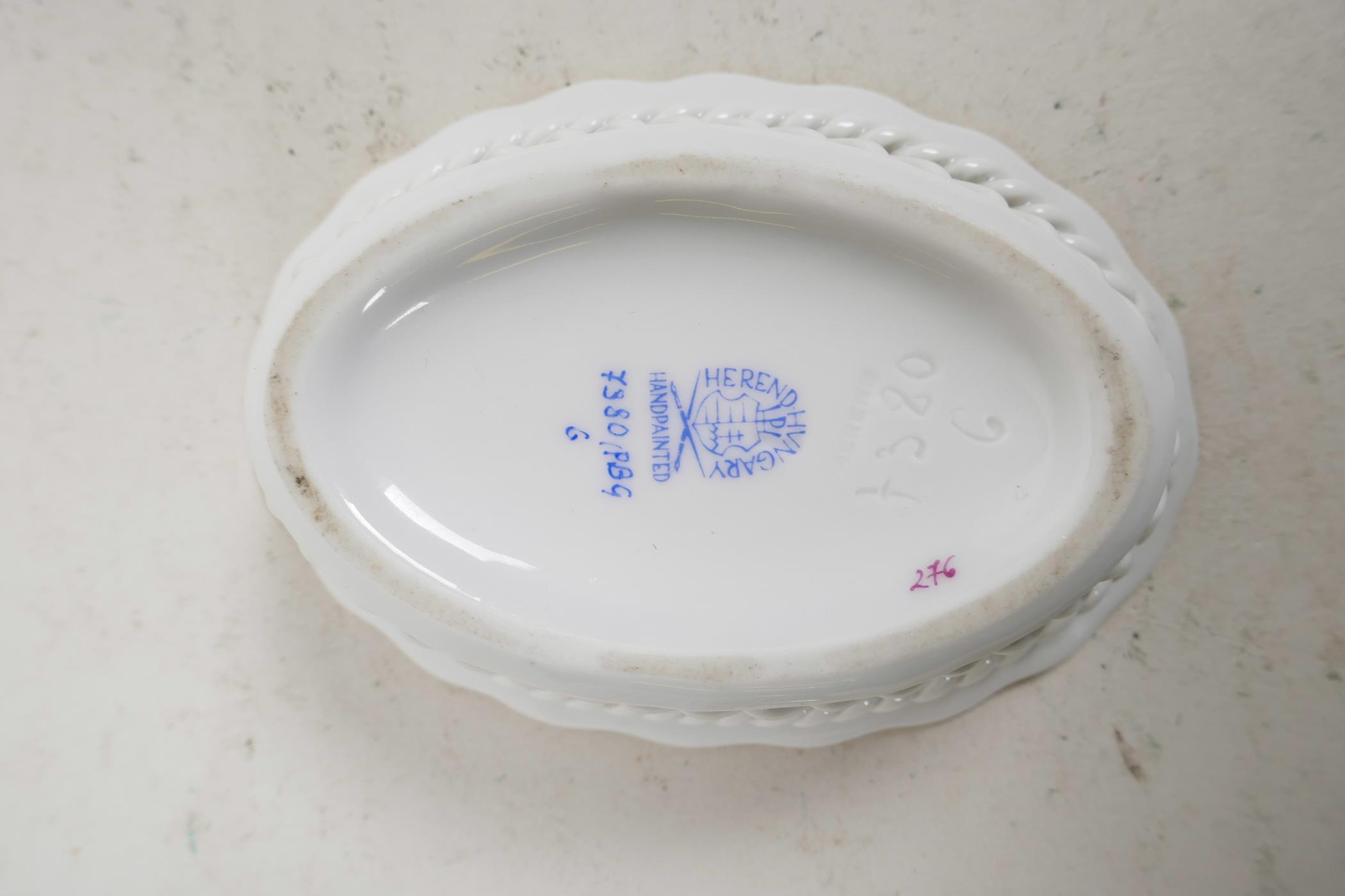 A pair of Herend basket dishes in the cornflower Blue Garland pattern, stamped and impressed to base - Image 7 of 7