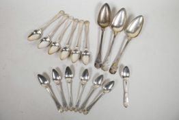 A collection of Swedish silver tea and serving spoons, marked 'E.S.H', 'E.A.N' and 'G.A.B', with