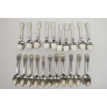 A large quantity of Georgian late Regency and early Victorian solid silver teaspoons by a variety of