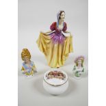 A mid C20th Paragon fine bone china figurine of 'Elise' stamped and named to base, 7" high x 5"
