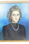 Eugene Ornsuter, portrait of a lady in a pearl necklace, signed and dated 1939, 18" x 20"