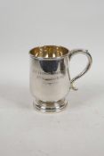 A Walker & Hall hallmarked silver tankard, engraved with a dedication, Sheffield 1936, 242 grams, 5"