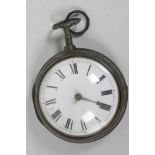 A pair of C19th hallmarked silver cased verge pocket watch, HM 1804, A/F