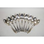 A Set of nine Swedish silver serving spoons by 'C.G. Hallberg guldsmeds AB', Stockholm, 1924/1933,