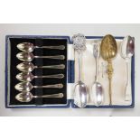 An 1936 Coronation souvenir silver gilt annointing spoon together with a hallmarked silver spoon