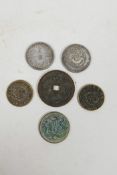 A collection of Chinese facsimile (replica) coins and medallions, largest 2" diameter