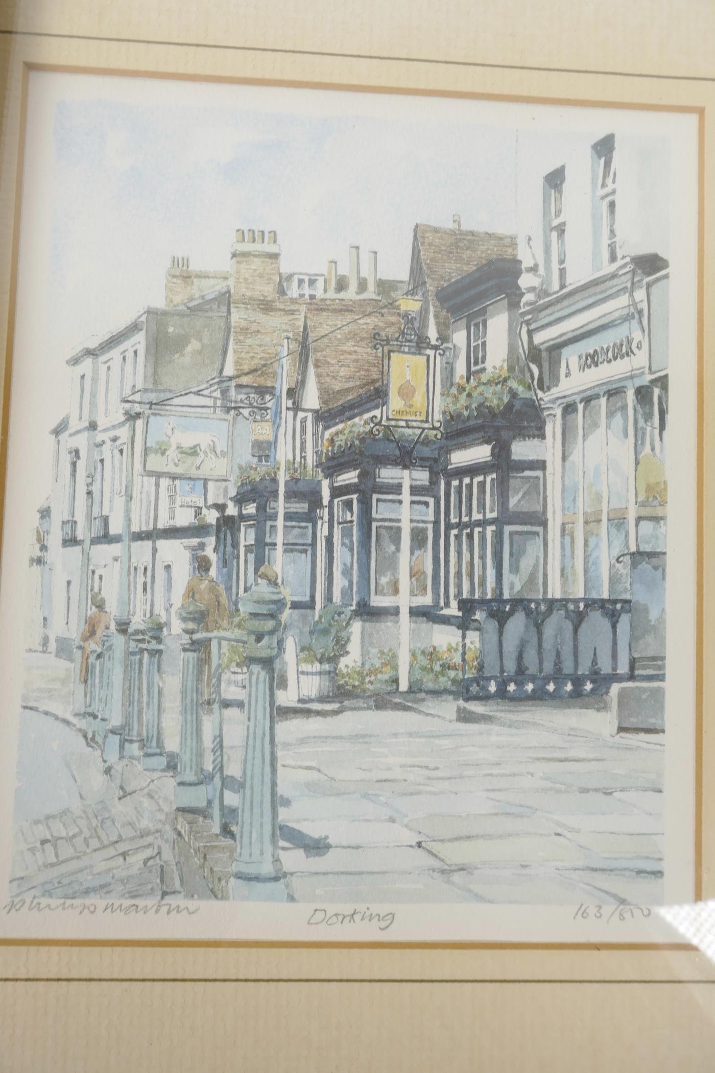 Two limited edition colour prints of Dorking High street, signed and numbered, largest 6" x 7½", - Image 5 of 5